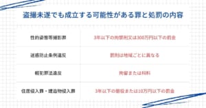 盗撮未遂でも成立する可能性がある罪と刑罰