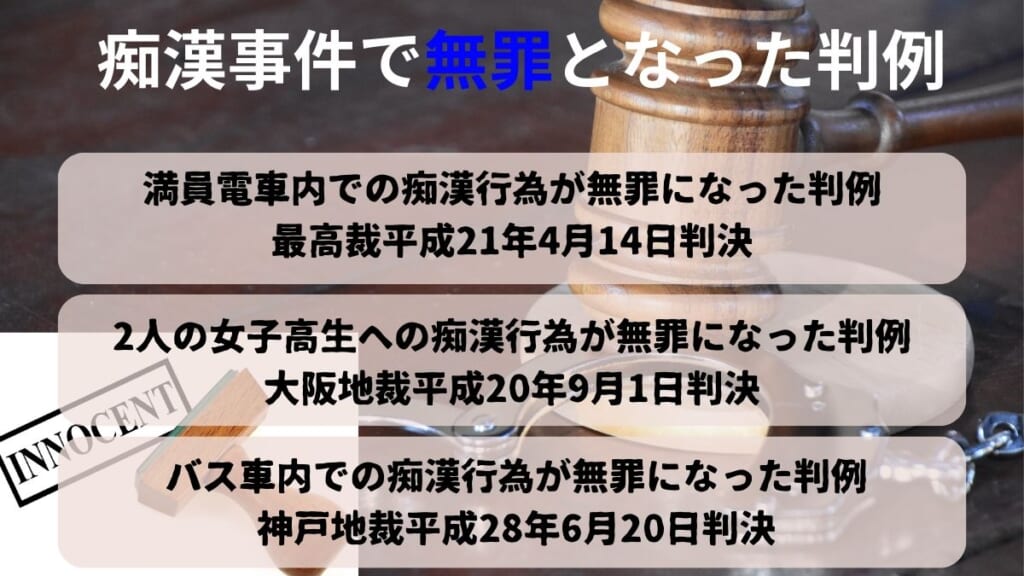 痴漢事件で無罪となった判例