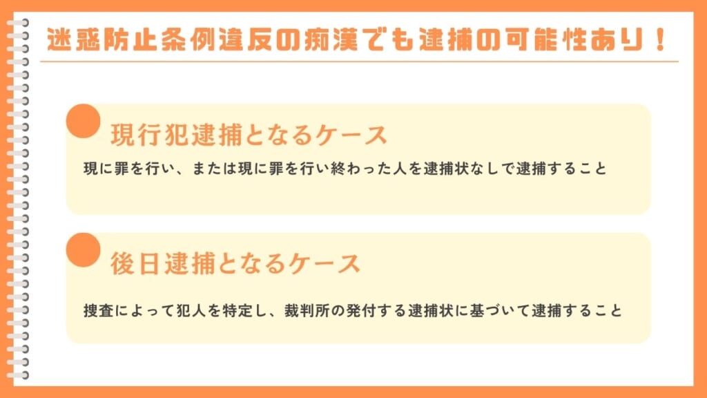 迷惑防止条例違反の痴漢でも逮捕の可能性あり！