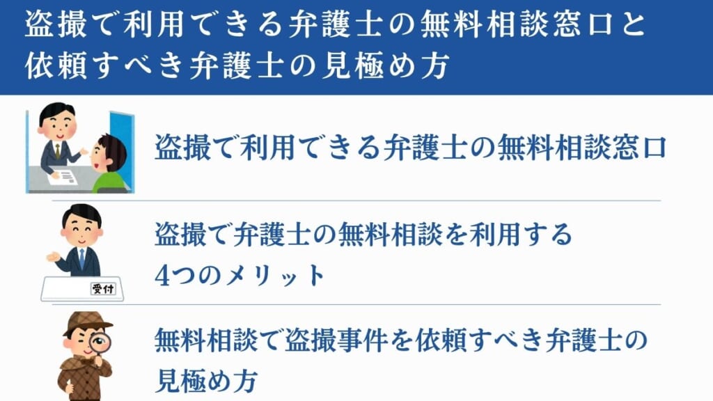 盗撮で利用できる弁護士の無料相談窓口と依頼すべき弁護士の見極め方