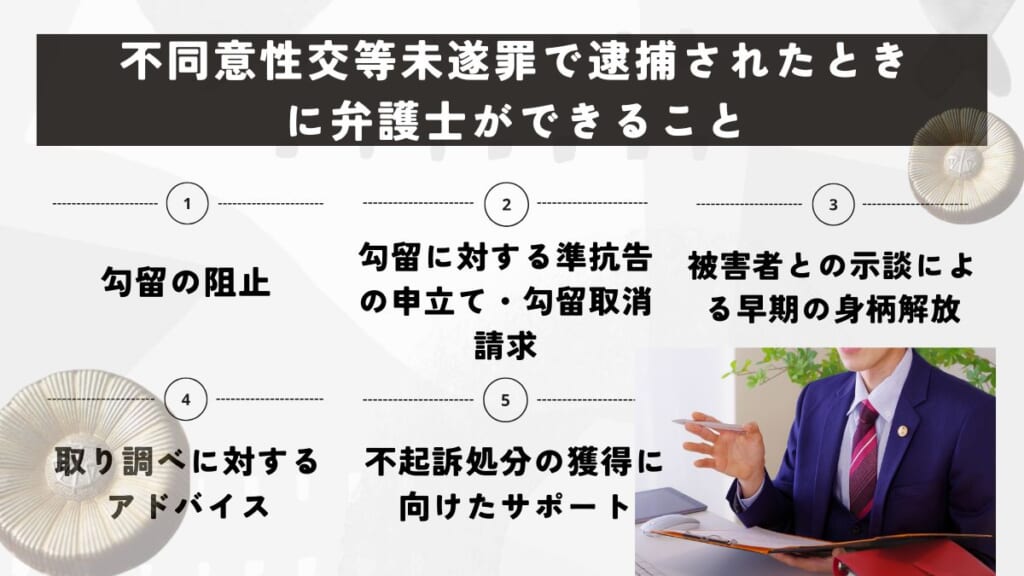 不同意性交等未遂罪で逮捕されたときに弁護士ができること