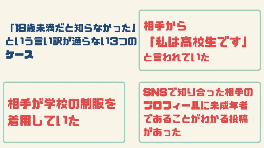 「18歳未満だと知らなかった」という言い訳が通らない3つのケース