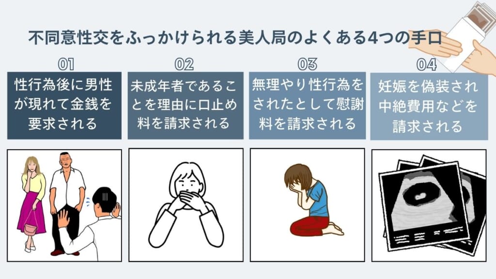 不同意性交をふっかけられる美人局のよくある4つの手口