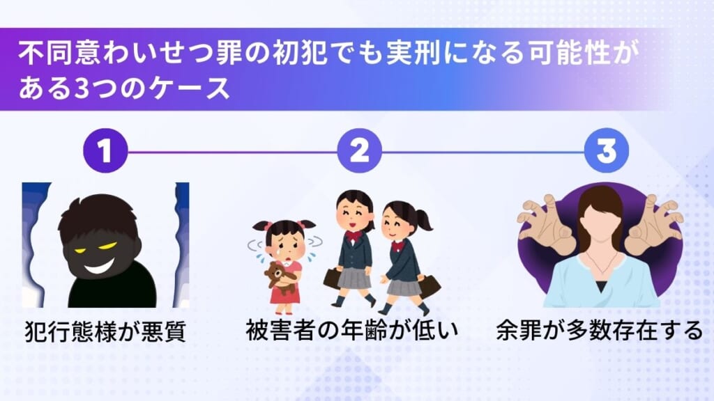 不同意わいせつ罪の初犯でも実刑になる可能性がある3つのケース