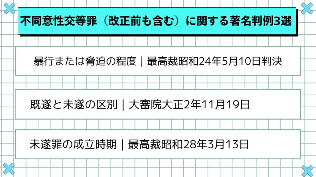 不同意性交等罪（改正前も含む）に関する著名判例3選