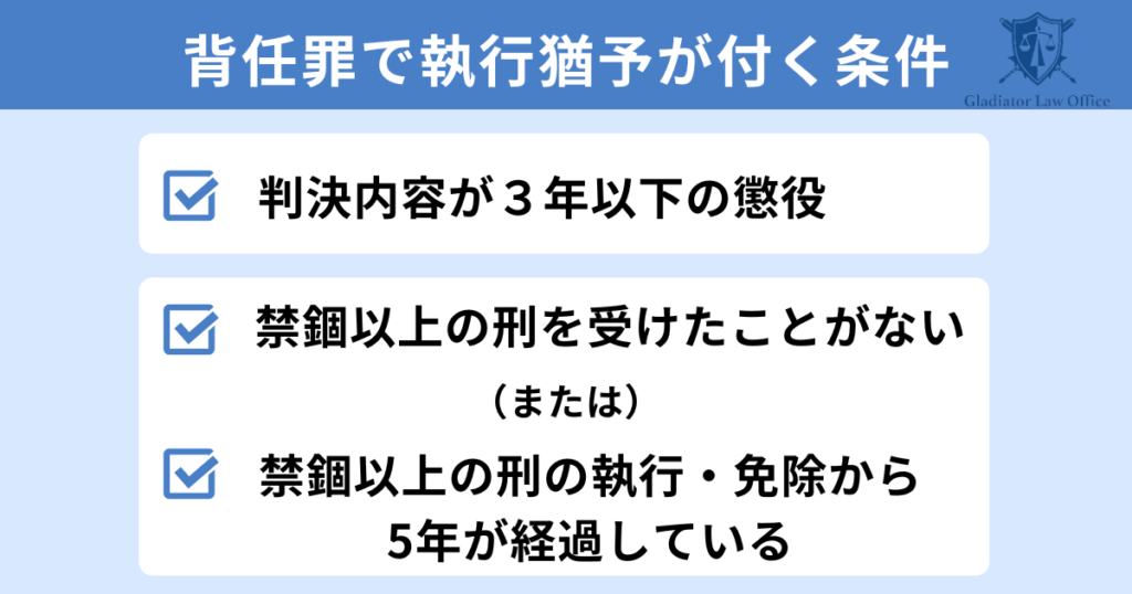 背任罪で執行猶予がつく条件