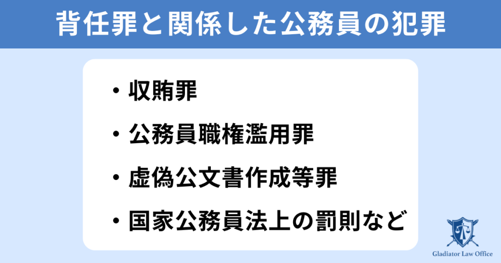 背任罪と関連した公務員の犯罪