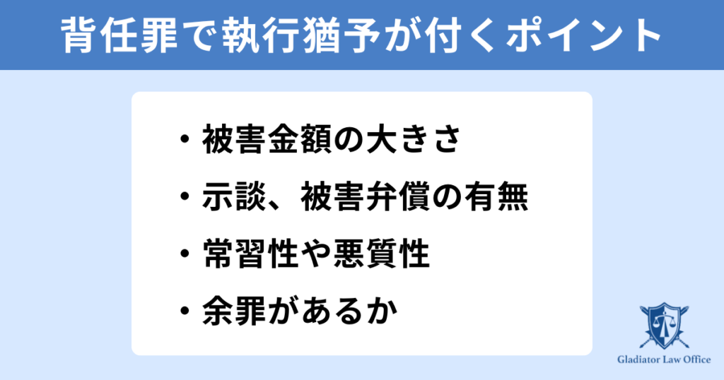 背任罪で執行猶予が付くポイント