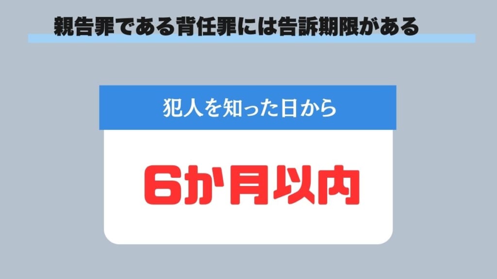 親告罪である背任罪には告訴期限がある｜犯人を知った日から6か月以内