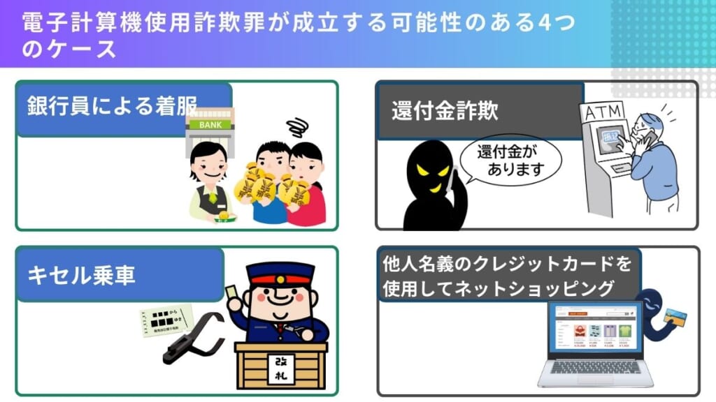 電子計算機使用詐欺罪が成立する可能性のある4つのケース