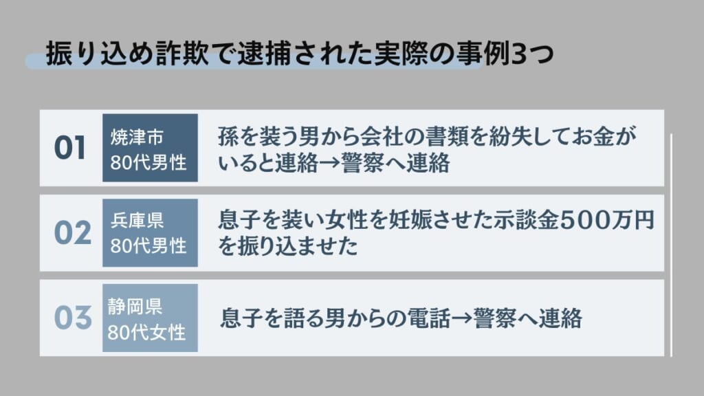 振り込め詐欺で逮捕された実際の事例3つ