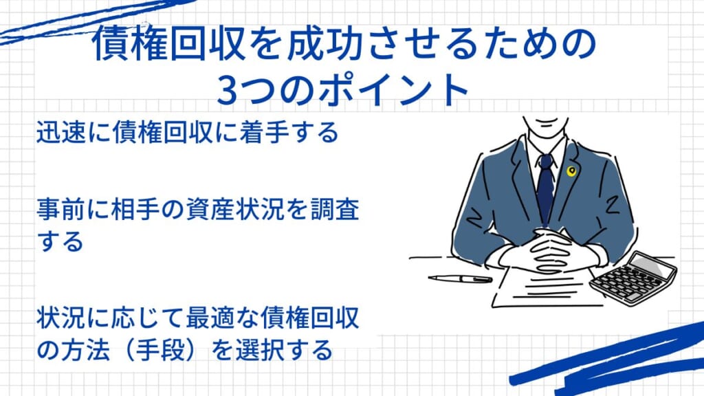 債権回収を成功させるための３つのポイント