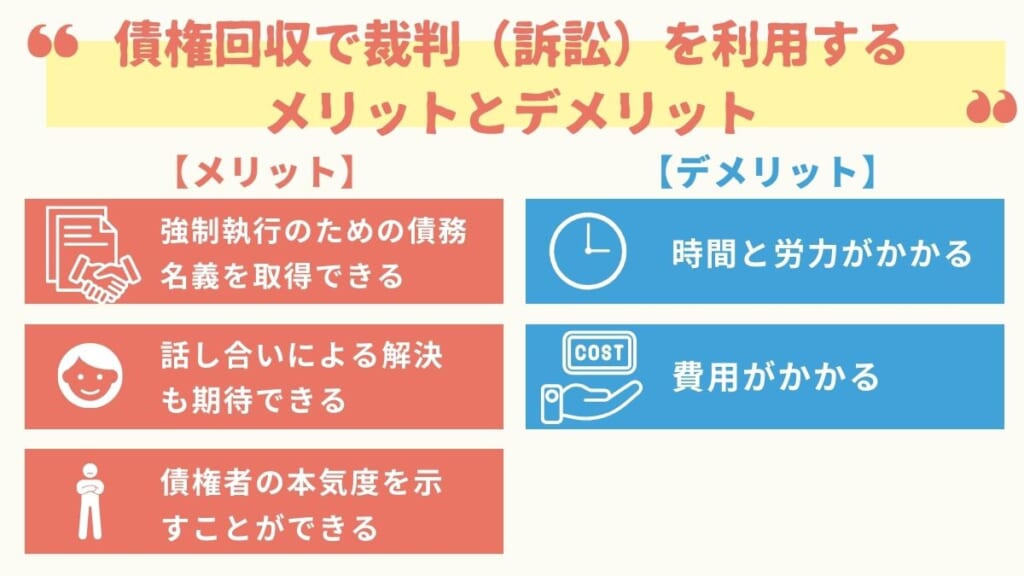 債権回収で裁判（訴訟）を利用するメリットとデメリット