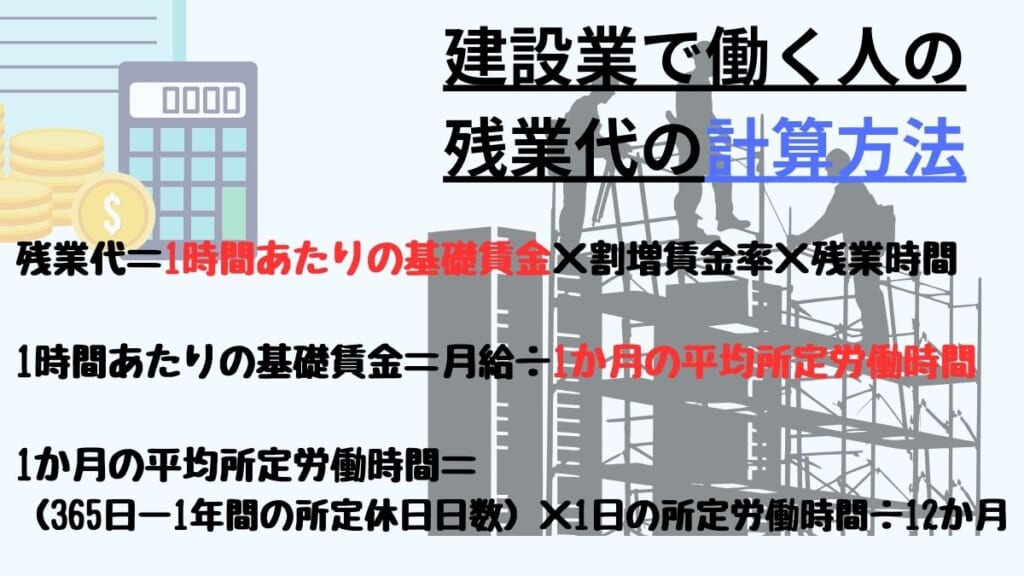 建設業で働く人の残業代の計算方法