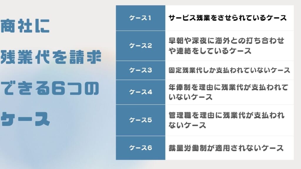 商社に残業代を請求できる6つのケース