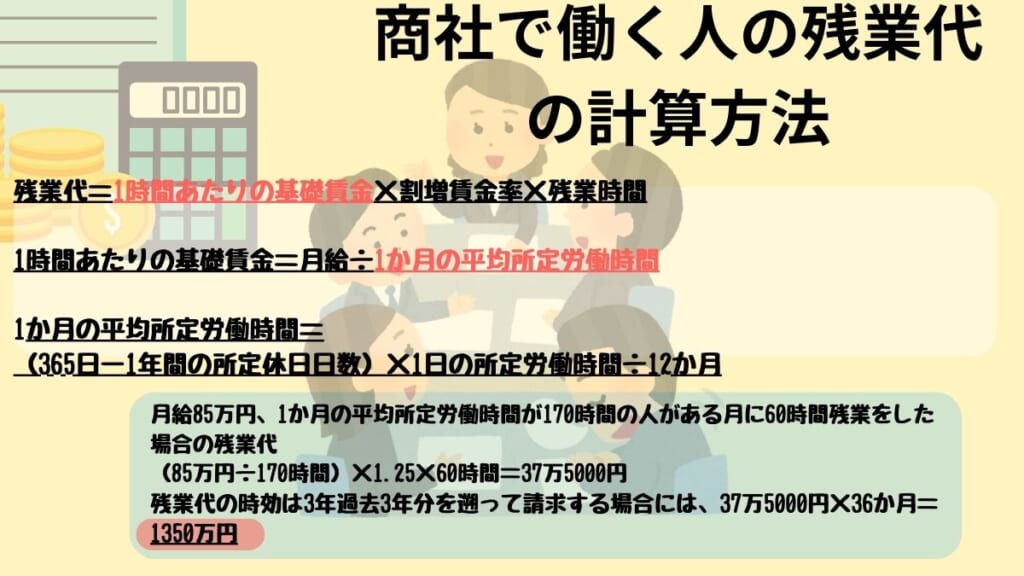 商社で働く人の残業代の計算方法