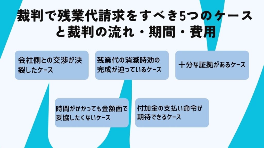 裁判で残業代請求をすべき5つのケース