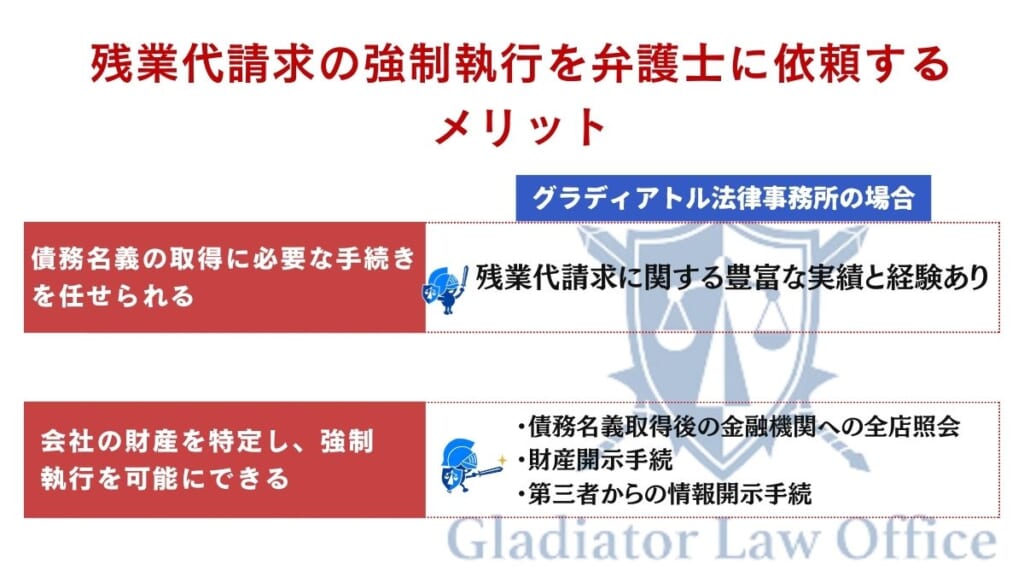 残業代請求の強制執行を弁護士に依頼するメリット