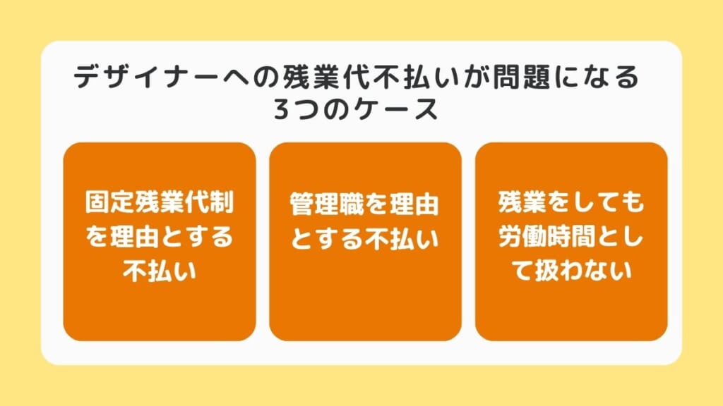 デザイナーへの残業代不払いが問題になる3つのケース